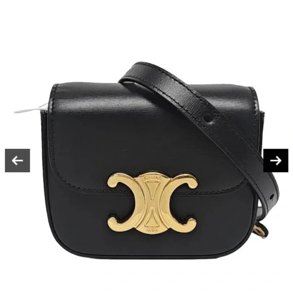 Celine Black Leather Crossbody with Gold Triomphe Hardware - Picture 1 of 12